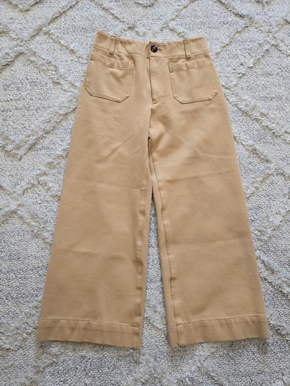 Maeve Anthropologie Colette Cropped Wide-Leg Pants: Ponte Edition Khaki Tan 28 - Picture 1 of 8